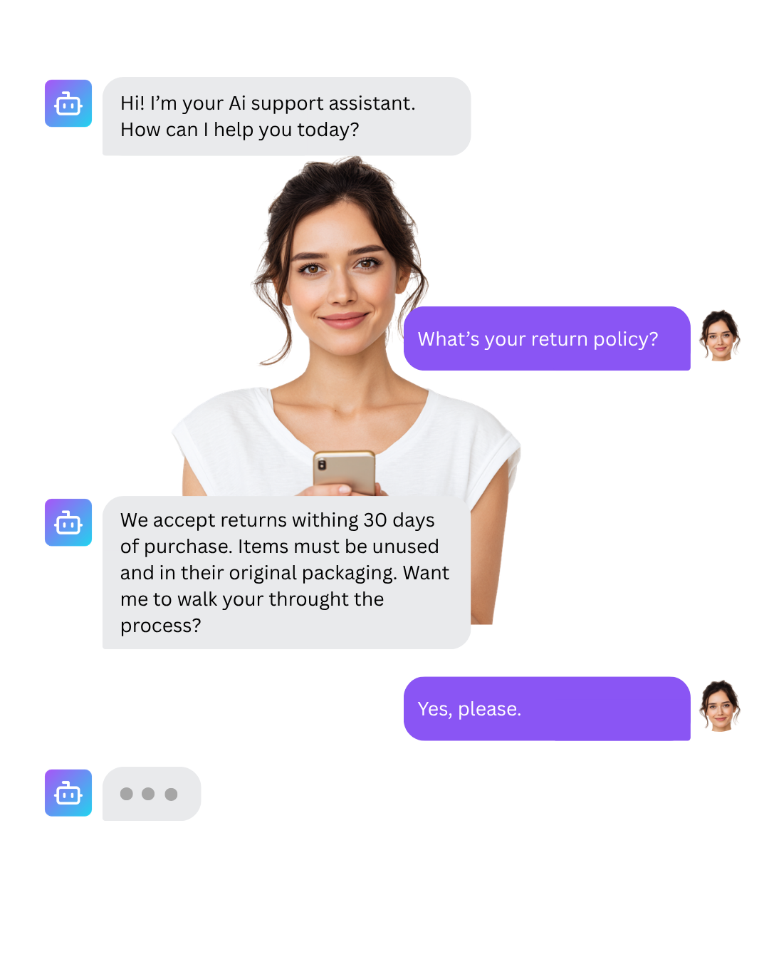 Heynow AI chat widget in action